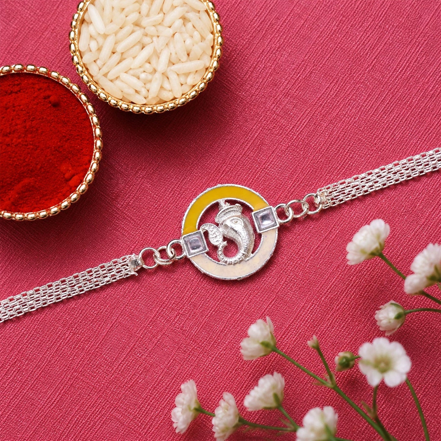 Ganesh charm Modern Designer Chain Style Rakhi for Brother