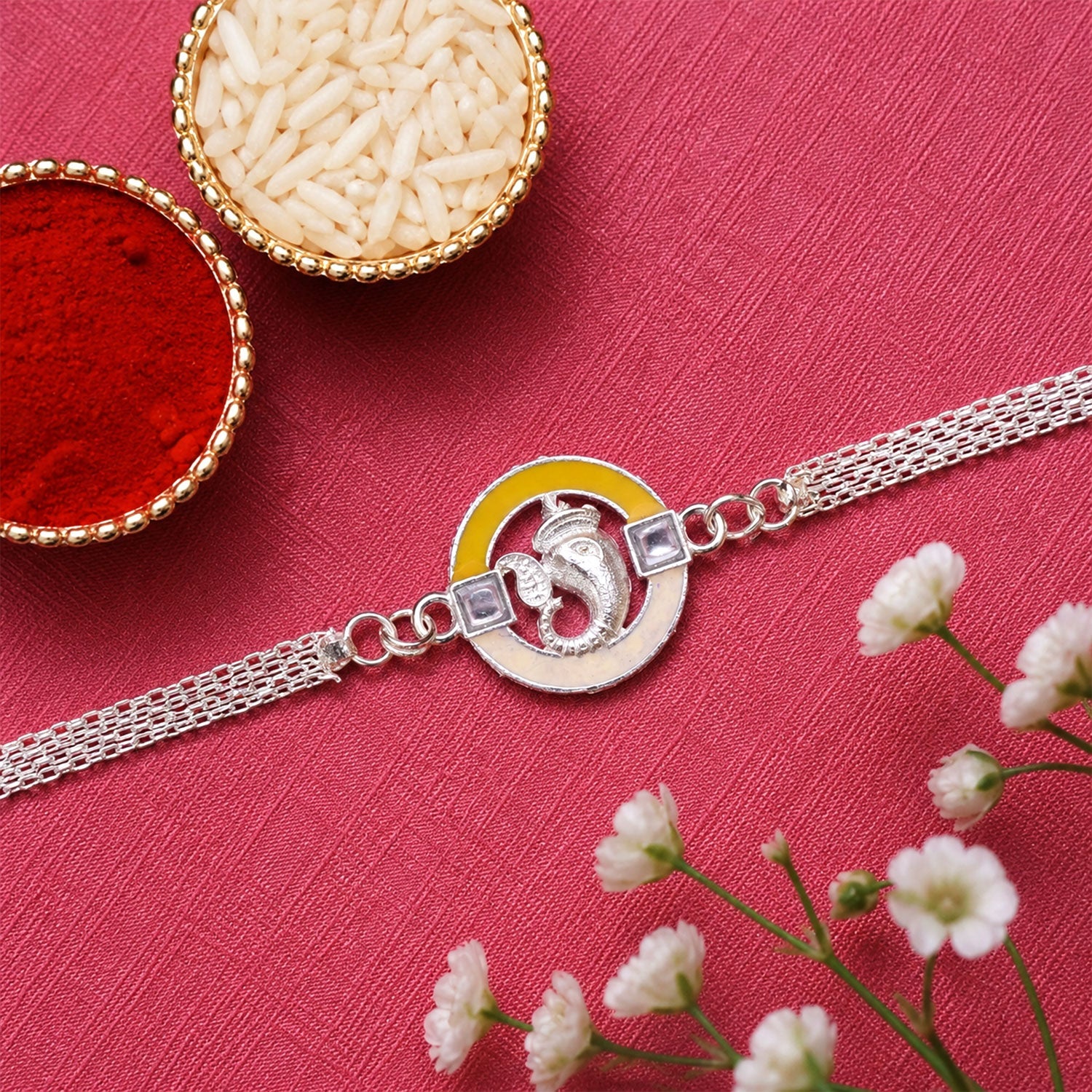 Ganesh charm Modern Designer Chain Style Rakhi for Brother