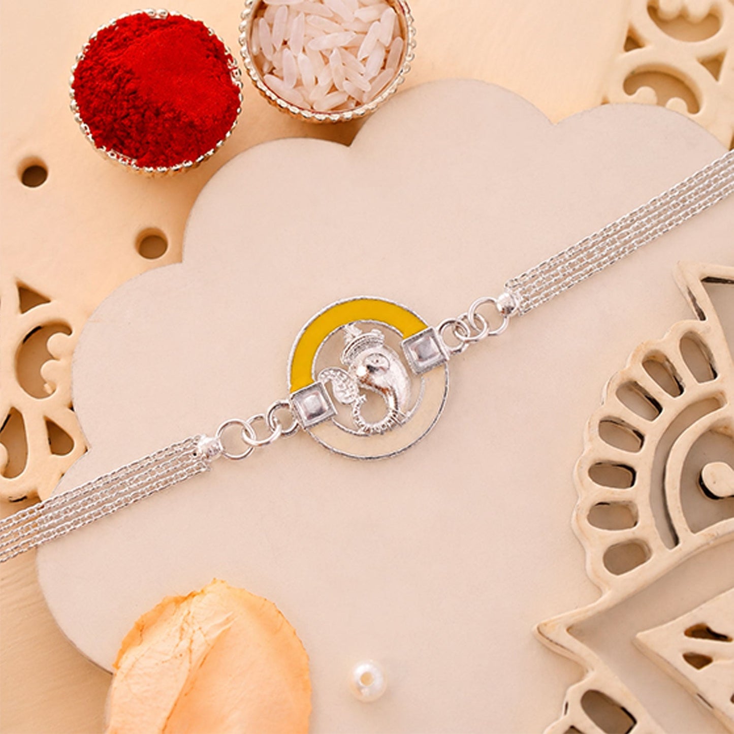 Ganesh charm Modern Designer Chain Style Rakhi for Brother