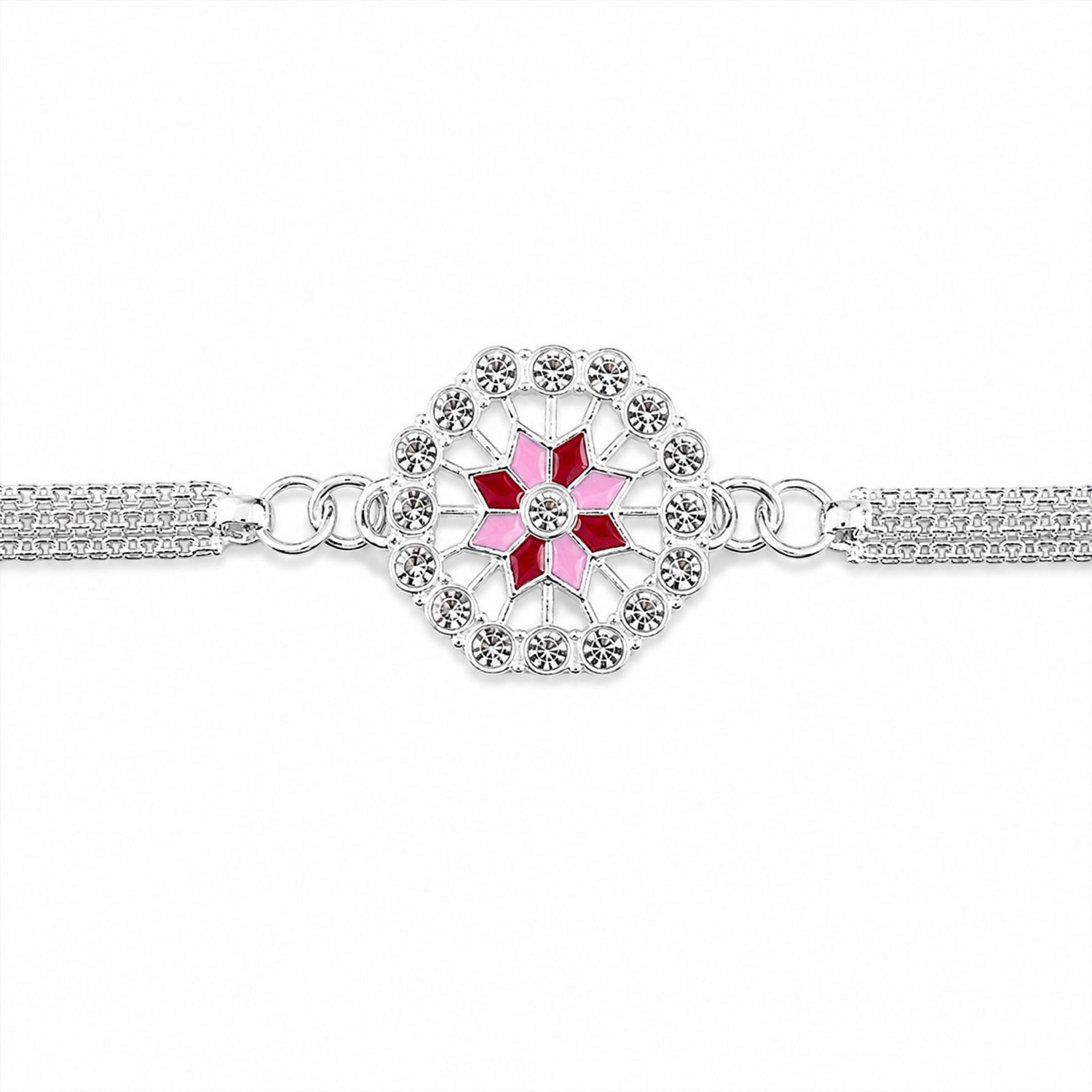 Floral Stone Studded Designer Chain Rakhi for Brother