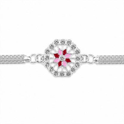 Floral Stone Studded Designer Chain Rakhi for Brother