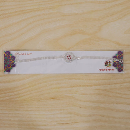 Floral Stone Studded Designer Chain Rakhi for Brother
