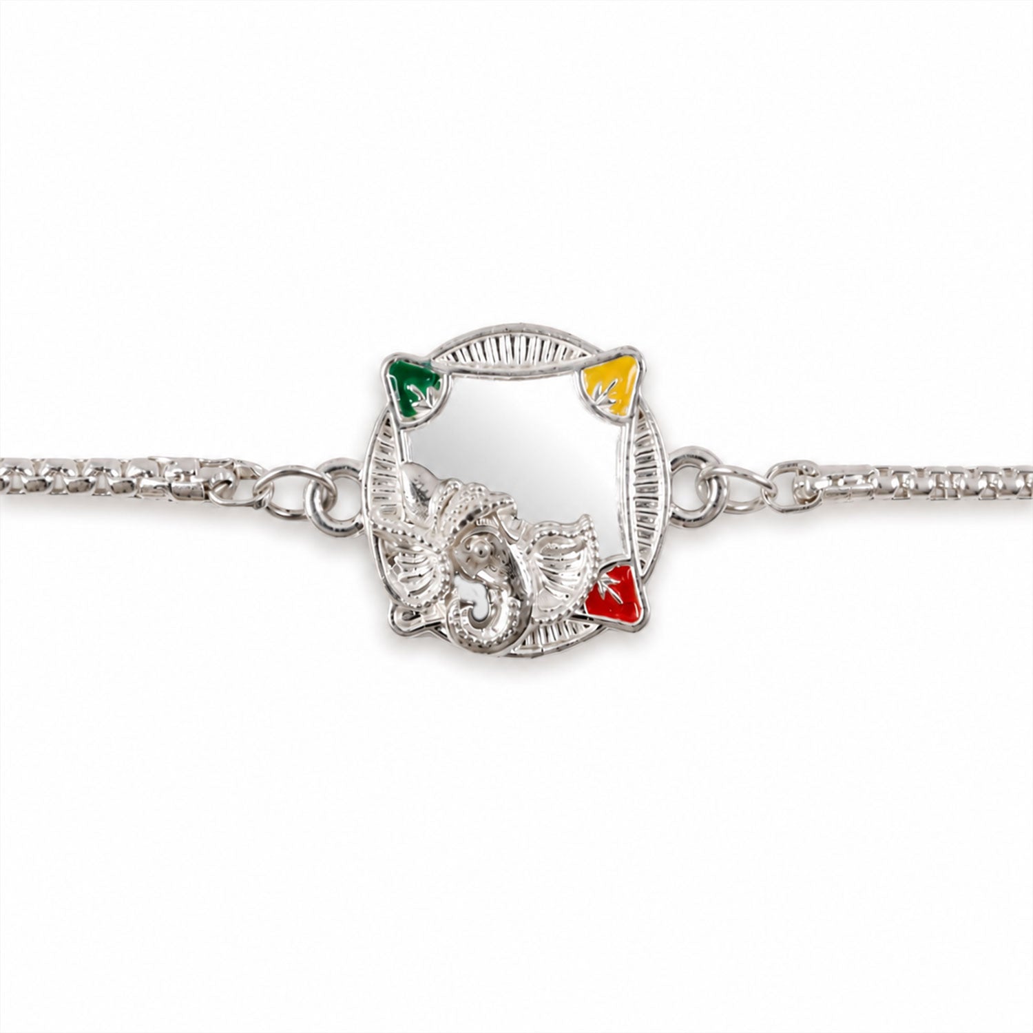 Divine Lord Ganesha Designer Chain Stone-Studded Rakhi for Brother