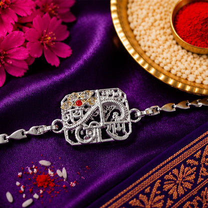 Jay Shree Ram Stone Studded Designer Chain Rakhi for Brother