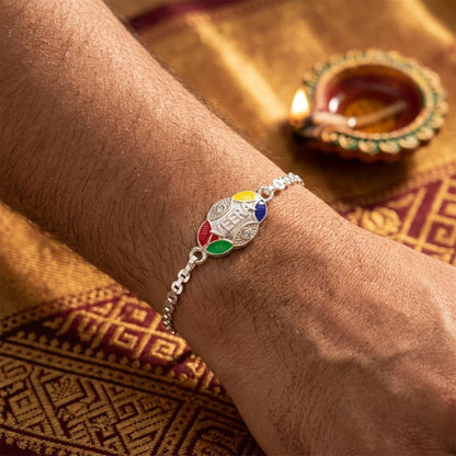 Veera Design Charm Meenakari Stone-Studded Chain Rakhi for Brother