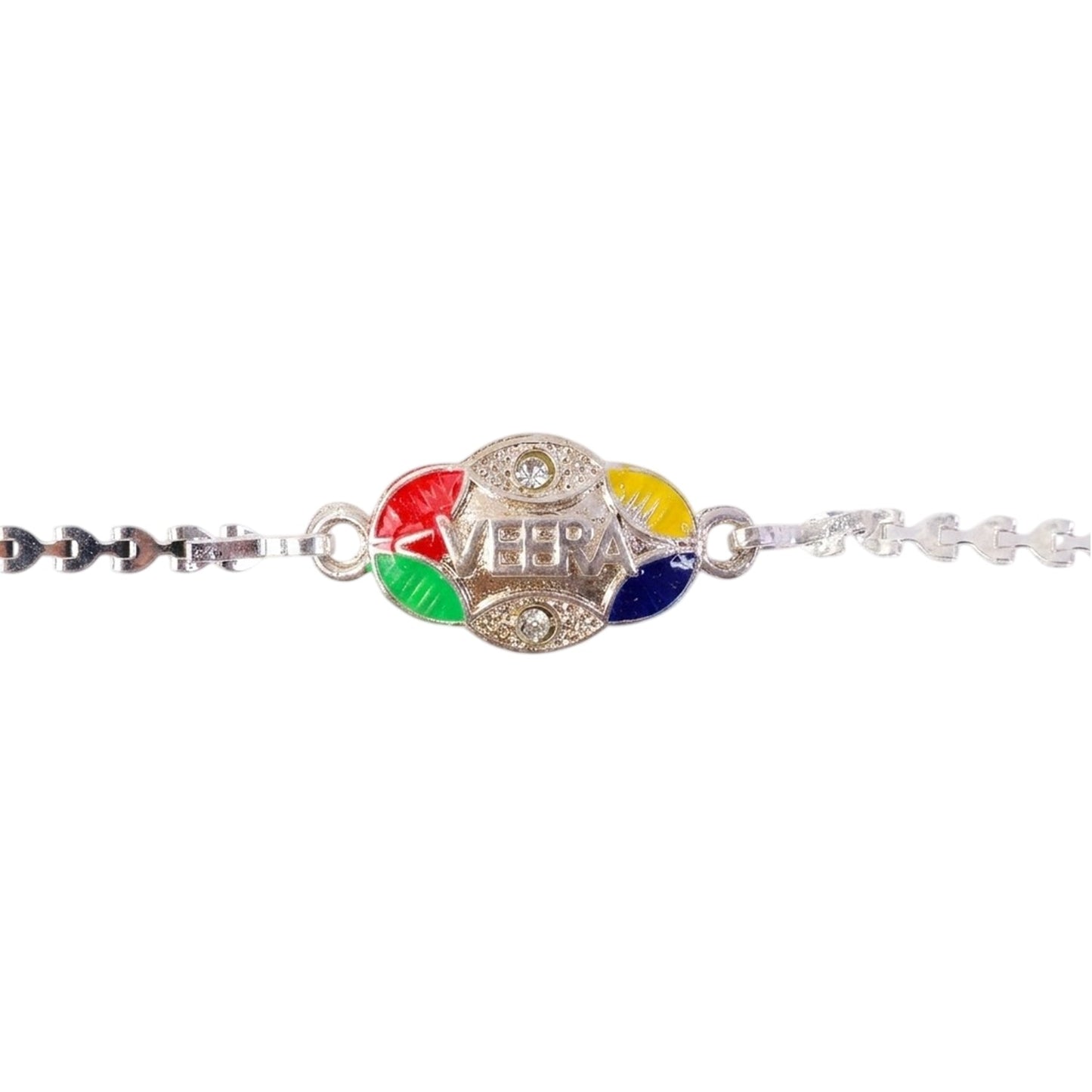 Veera Design Charm Meenakari Stone-Studded Chain Rakhi for Brother