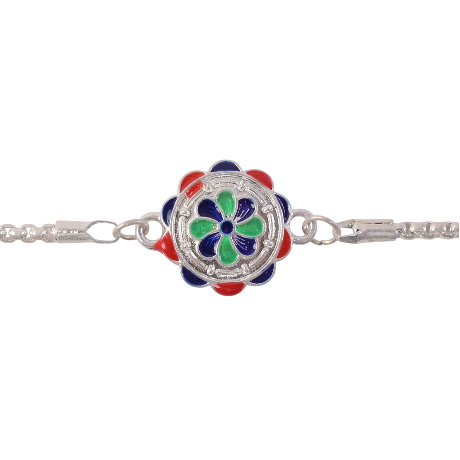 Floral Meenakari Enamel Designer Chain Rakhi for Brother