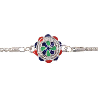 Floral Meenakari Enamel Designer Chain Rakhi for Brother