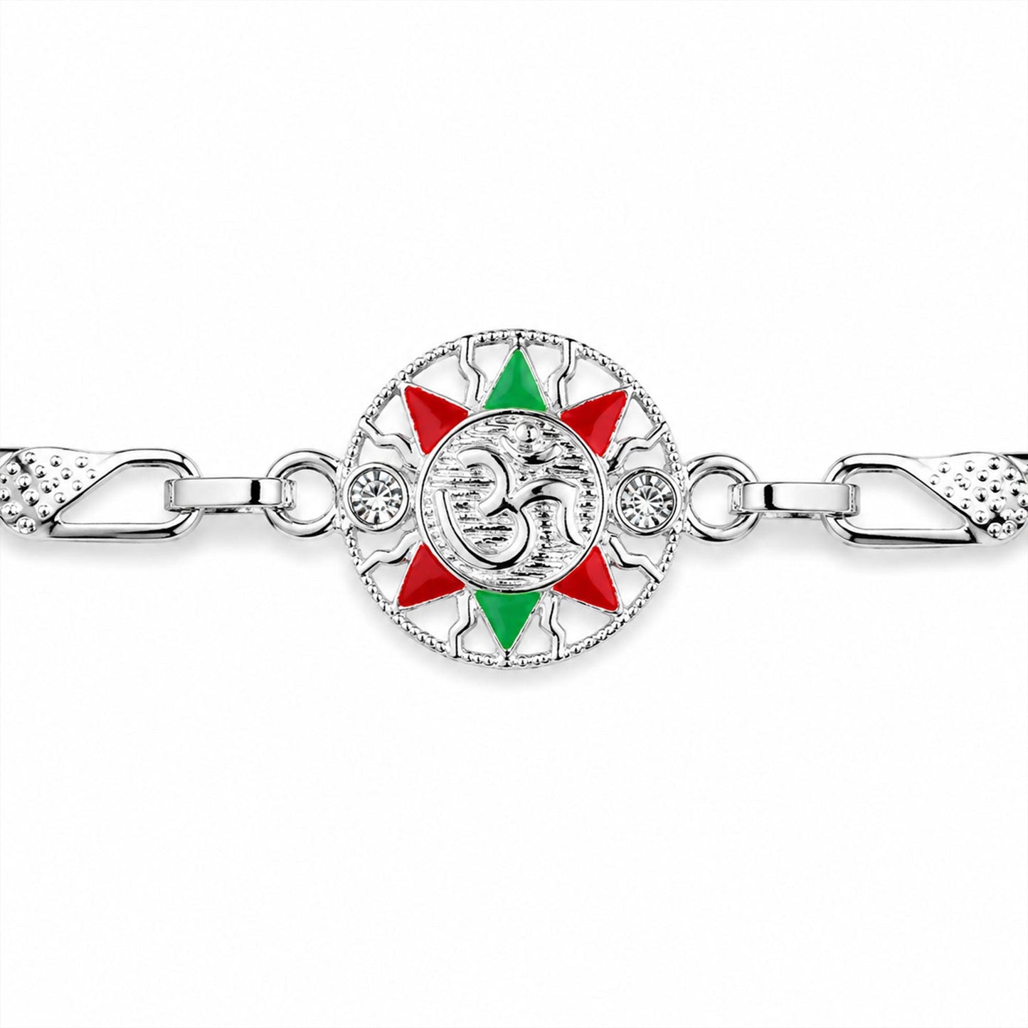 Divine Om Round Meenakari Designer Chain Rakhi for Brother