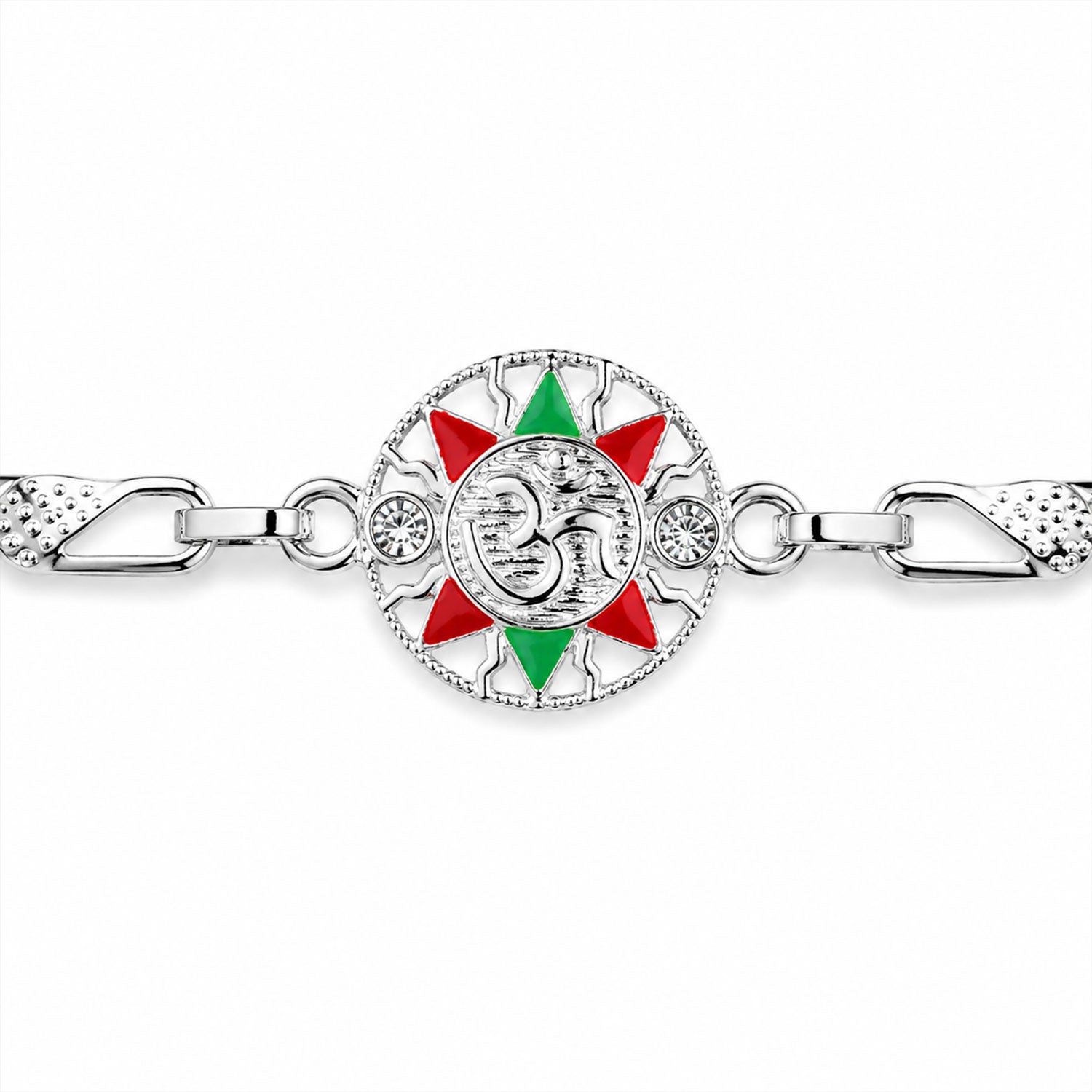 Divine Om Round Meenakari Designer Chain Rakhi for Brother