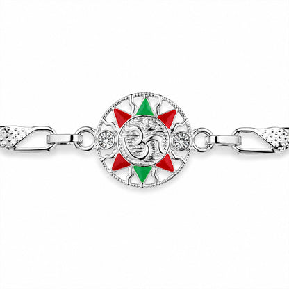 Divine Om Round Meenakari Designer Chain Rakhi for Brother