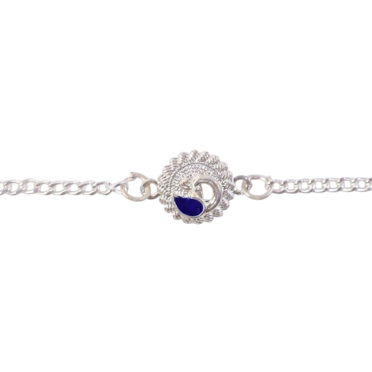 Peacock Round Stone Studded Designer Chain Rakhi for Brother