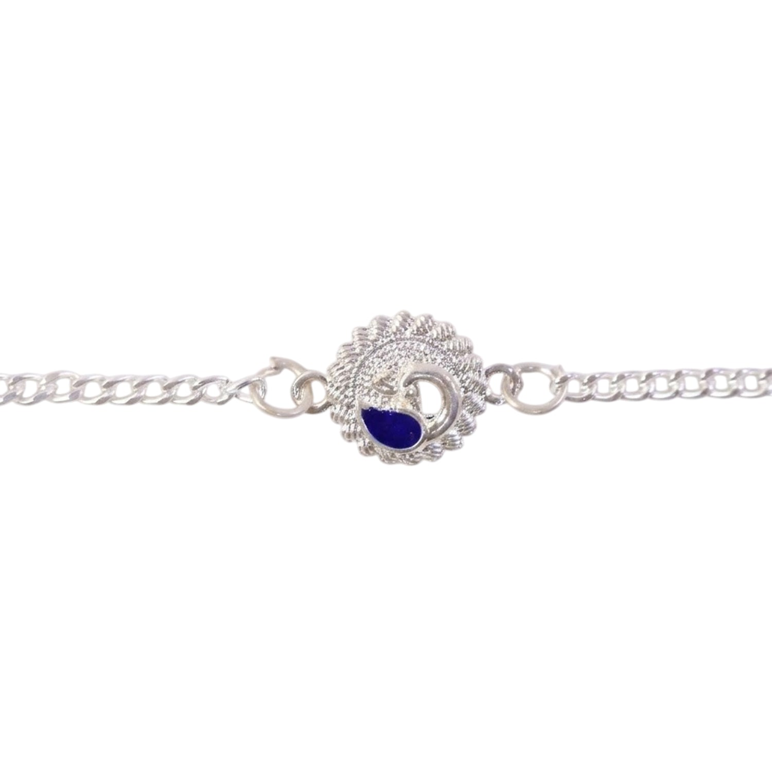 Peacock Round Stone Studded Designer Chain Rakhi for Brother