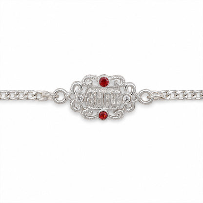 Bhai Text Ornate Stone-Studded Designer Chain Rakhi for Brother