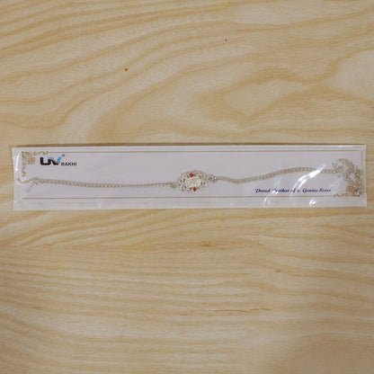 Bhai Text Ornate Stone-Studded Designer Chain Rakhi for Brother