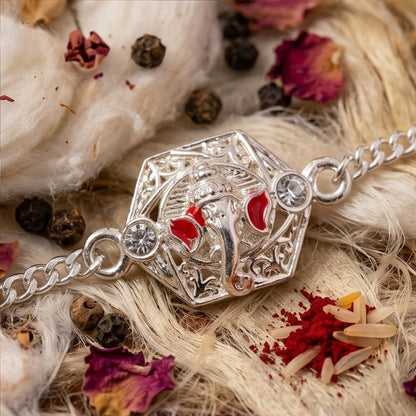 Lord Ganesha Stone-Studded Designer Chain Rakhi for Brother