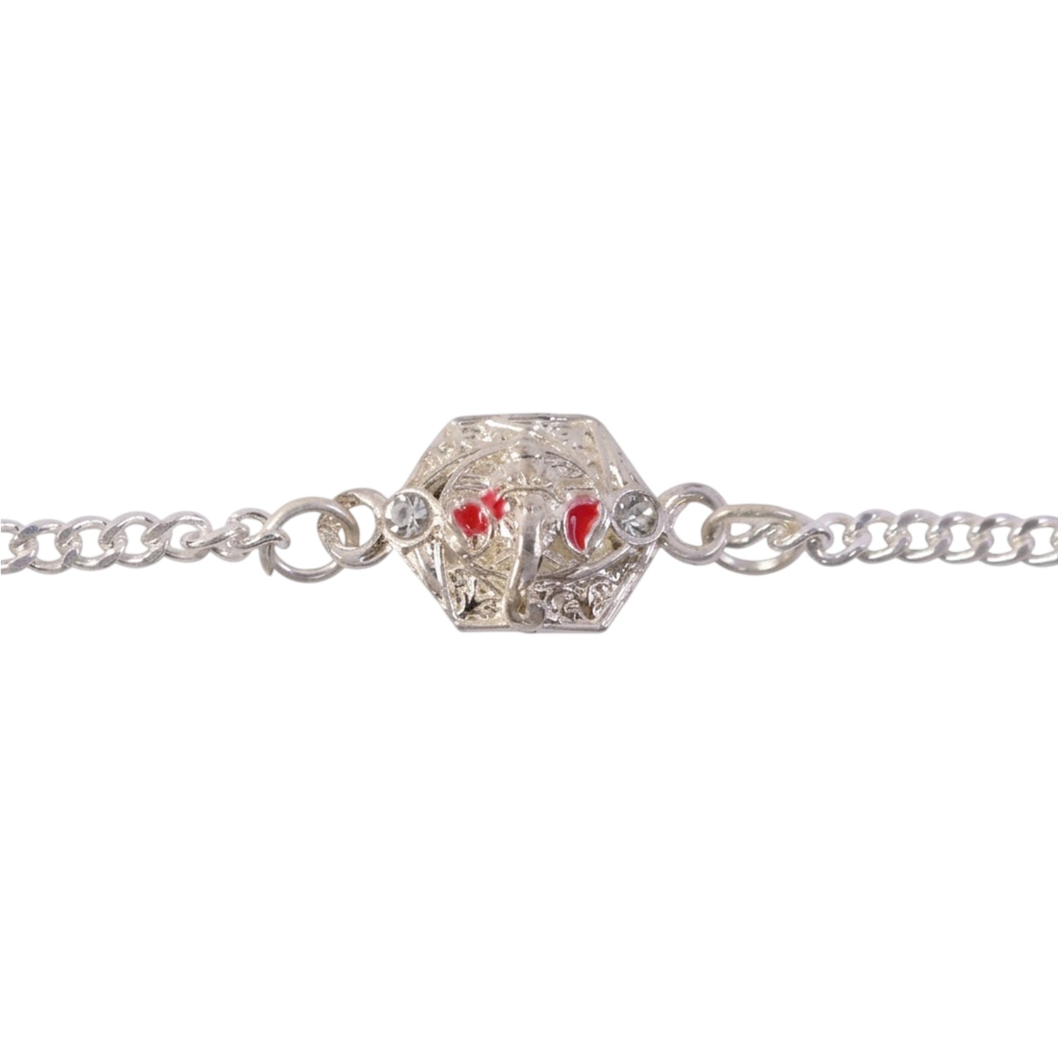 Lord Ganesha Stone-Studded Designer Chain Rakhi for Brother