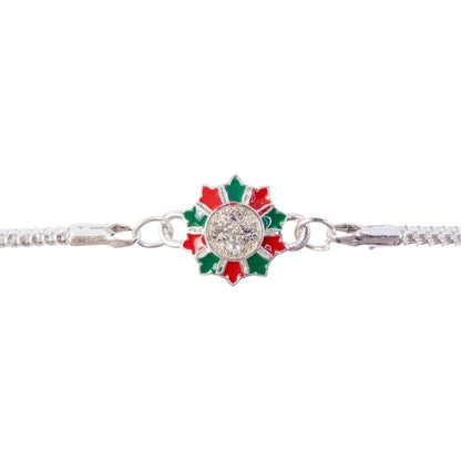 Floral Design Meenakari Stone-Studded Designer Chain Rakhi for Brother