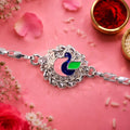 Peacock Design Rakhi for Brother – Stone Studded Chain