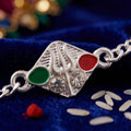 Trishul Rakhi – Meenakari Stone-Studded Chain for Brother