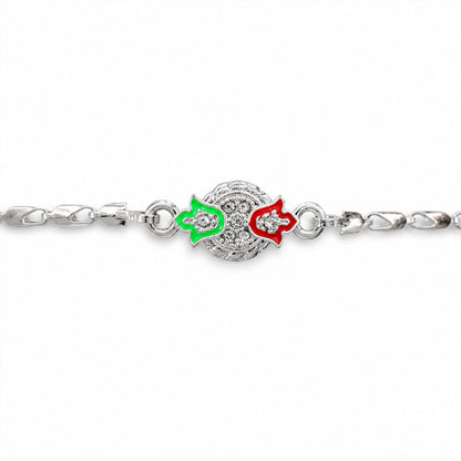 Round Leaf Meenakari Stone Studded Designer Chain Rakhi for Brother