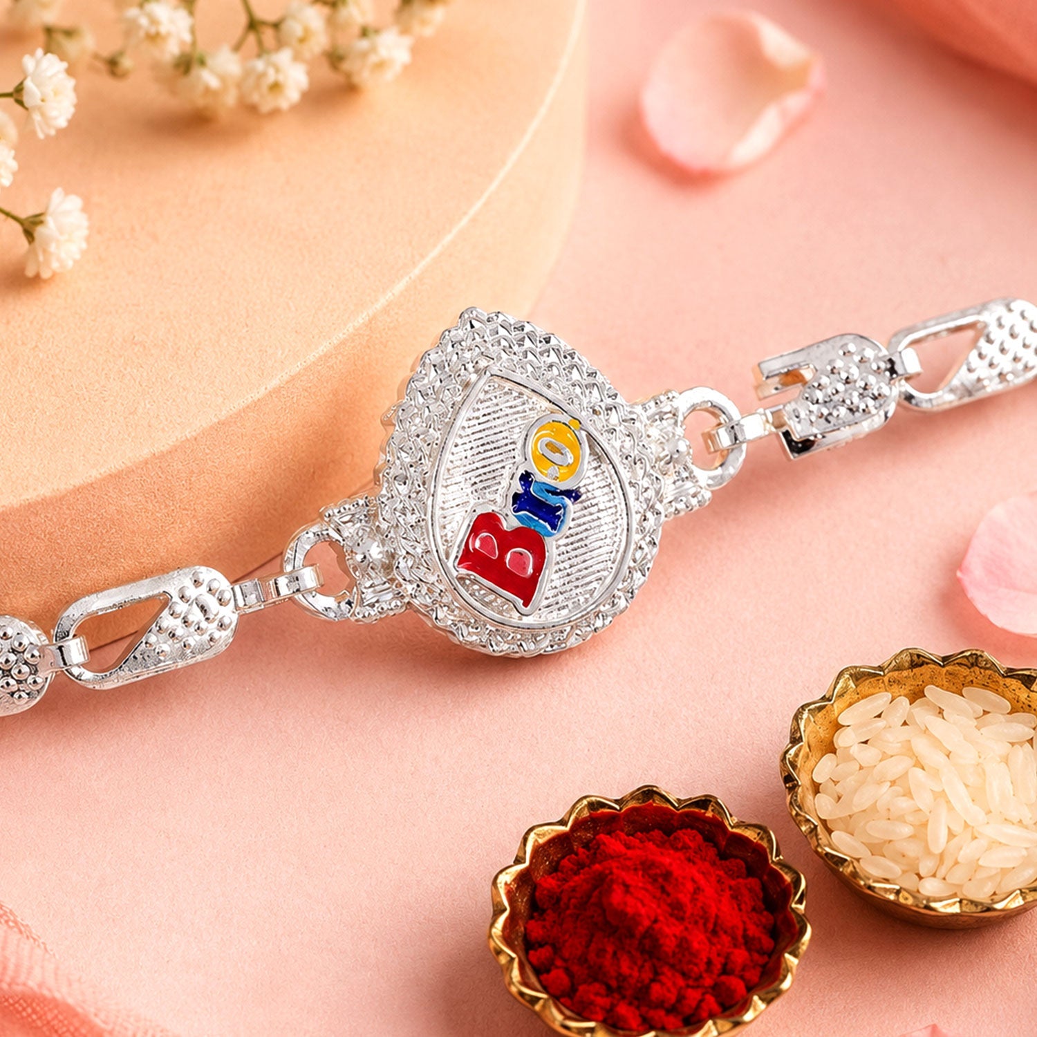 Bro Text Stylish Stone Studded Chain Rakhi for Brother