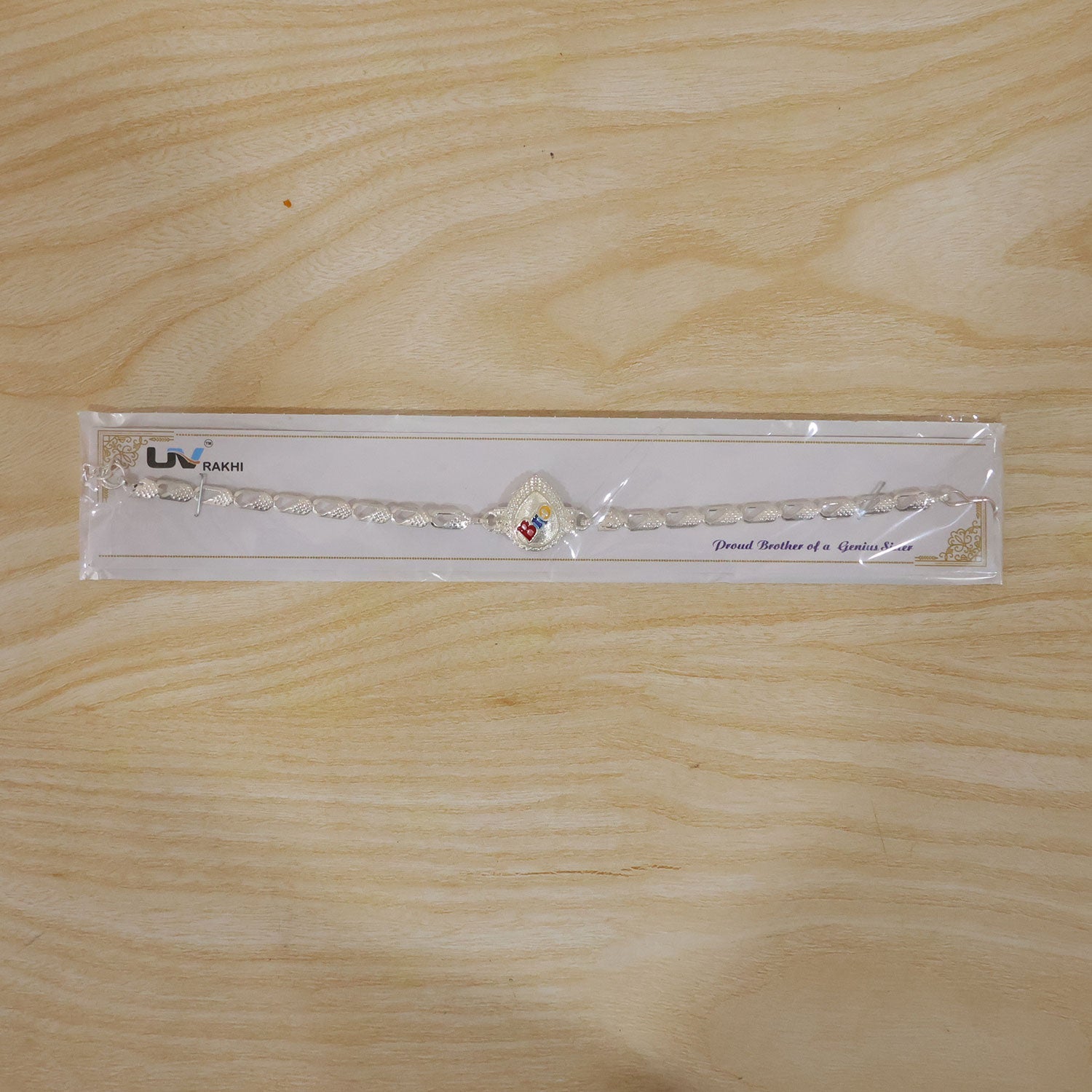Bro Text Stylish Stone Studded Chain Rakhi for Brother