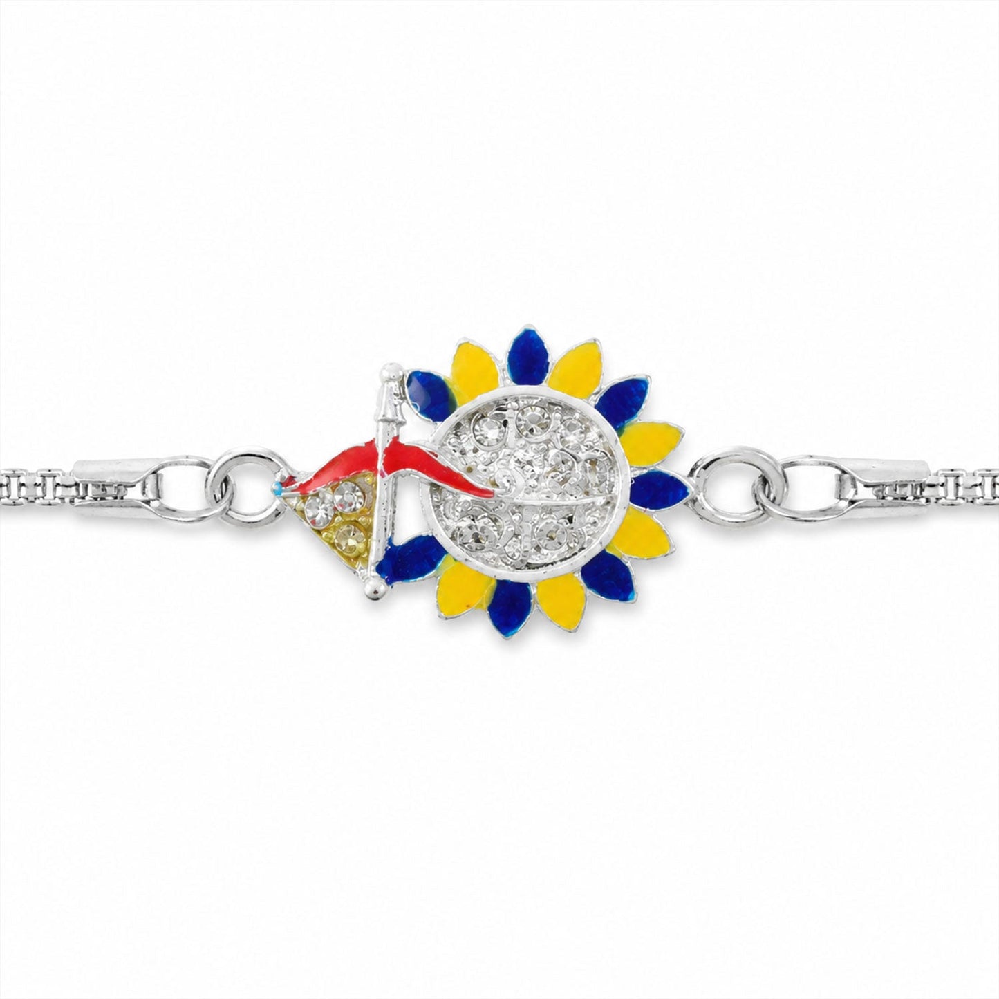 Silver Jai Shree Ram Designer Chain Rakhi for Brother
