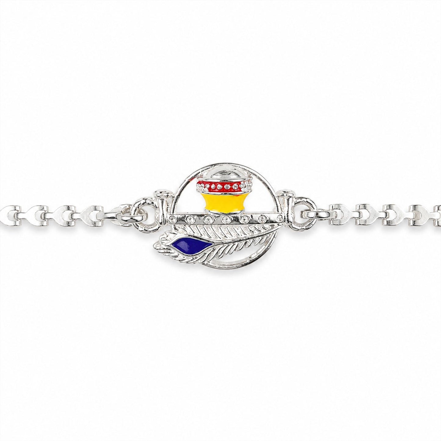 Krishna Morpankh Makhan Matki Designer Chain Rakhi for Brother