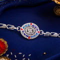 Swastik Meenakari Rakhi for Brother – Stone Studded Chain Design
