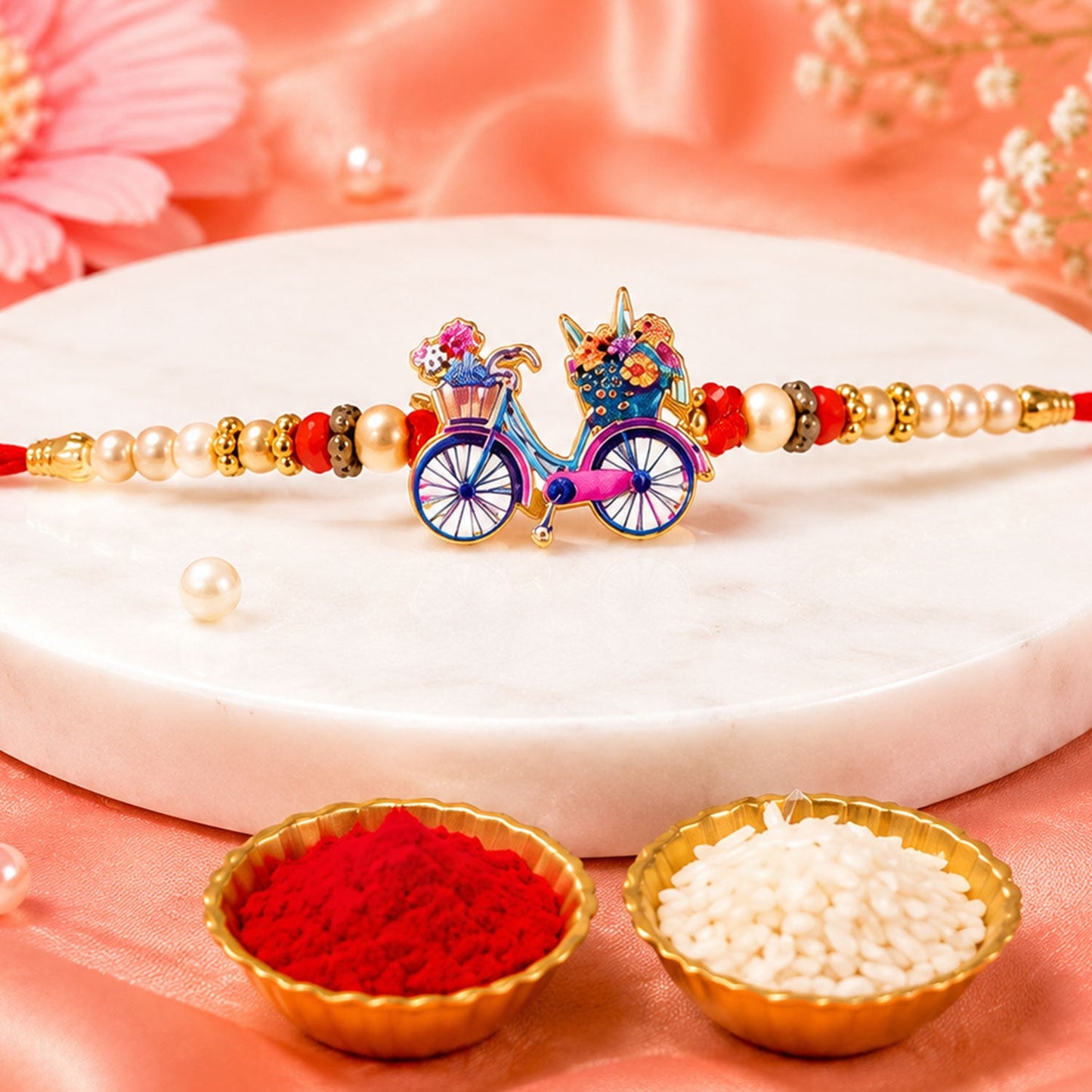 Bicycle Charm Stone Studded Designer Rakhi for Brother