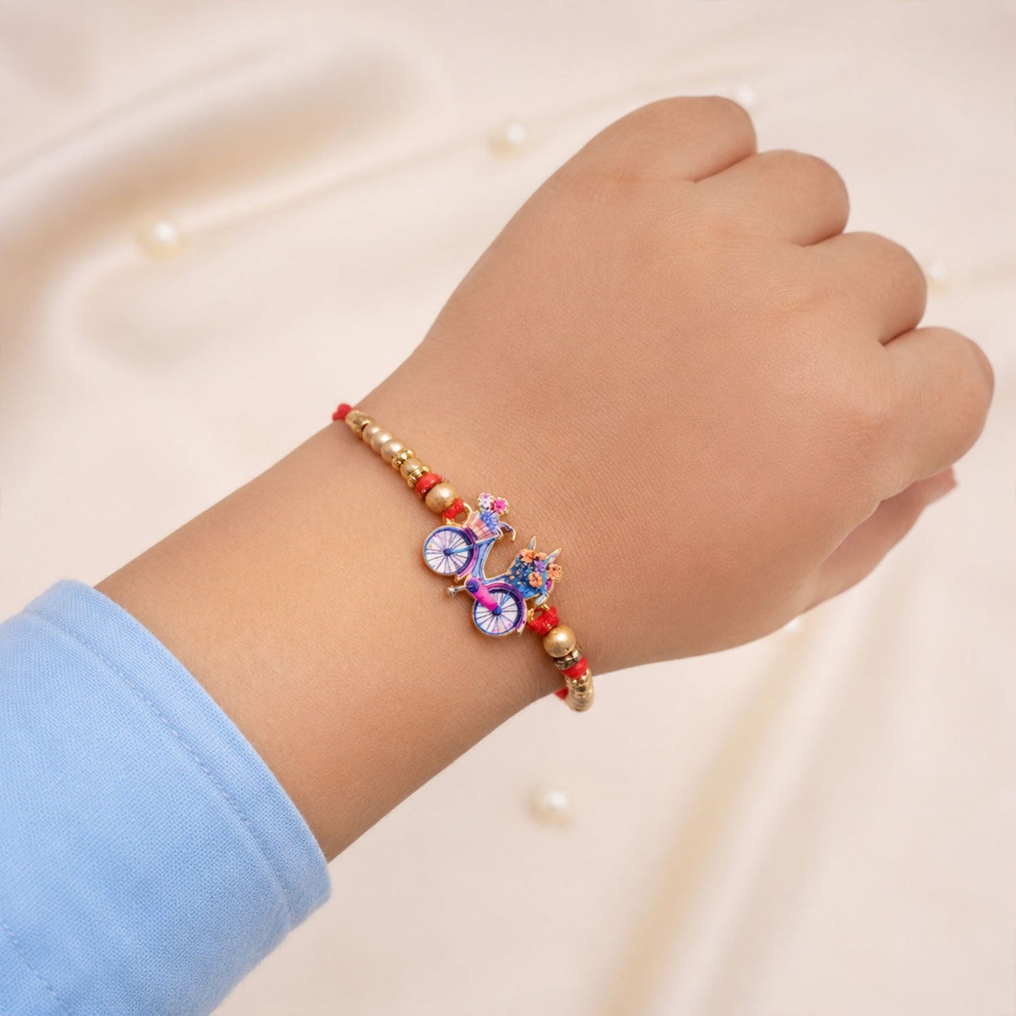 Bicycle Charm Stone Studded Designer Rakhi for Brother