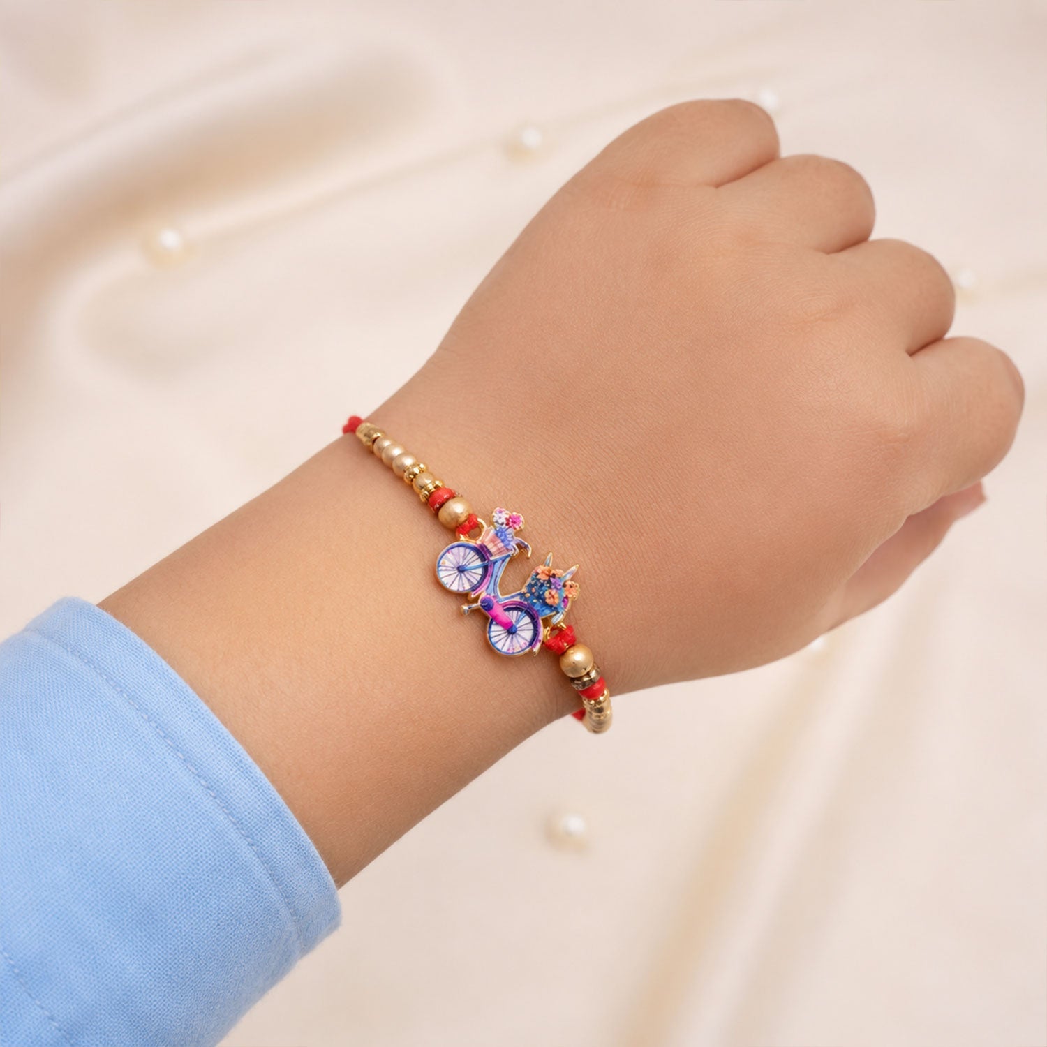 Bicycle Charm Stone Studded Designer Rakhi for Brother