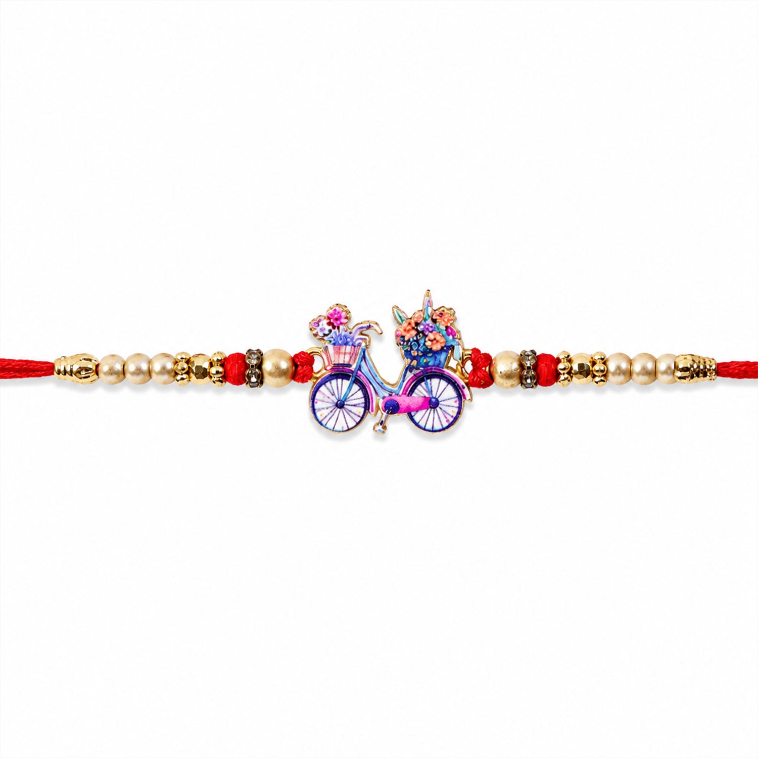 Bicycle Charm Stone Studded Designer Rakhi for Brother