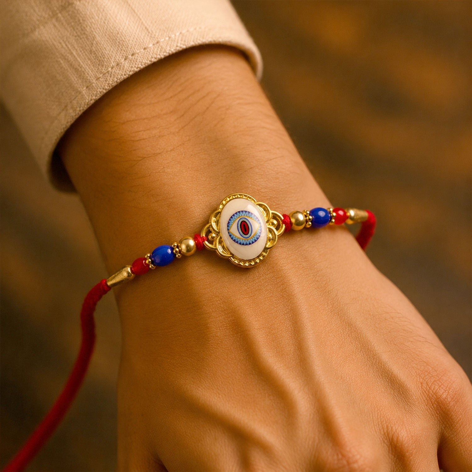 Evil Eye Motif Stone Studded Designer Rakhi for Brother