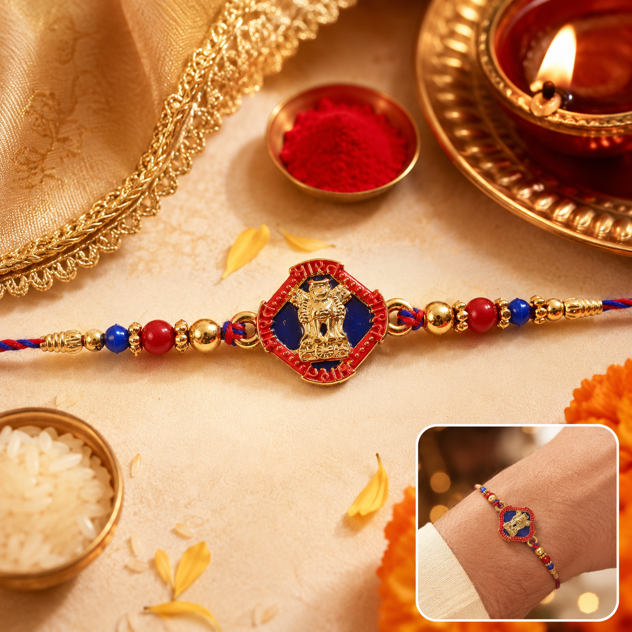 Ashoka Stambh National Emblem Designer Rakhi For Brother