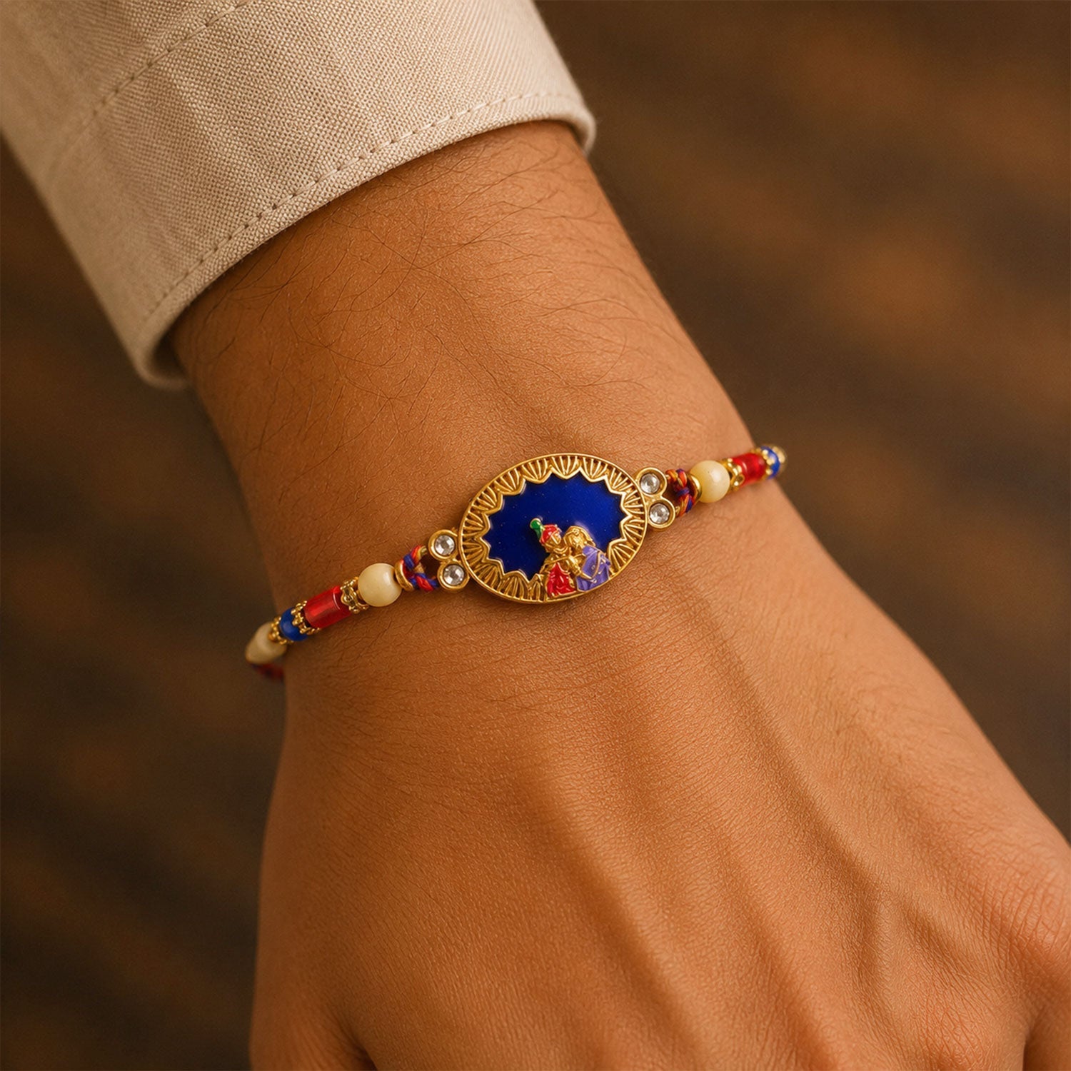 Rakha Krishna Charm Traditional Beaded Designer Rakhi for Brother