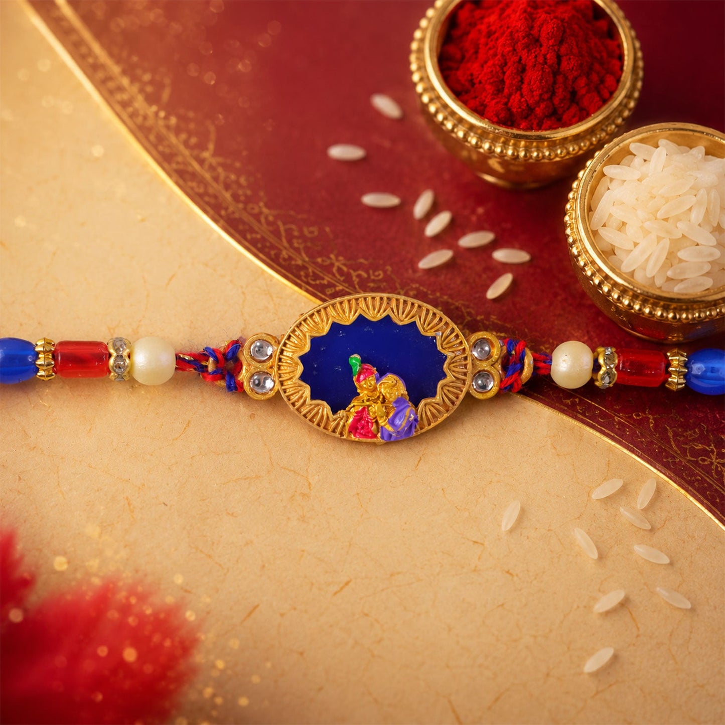 Rakha Krishna Charm Traditional Beaded Designer Rakhi for Brother