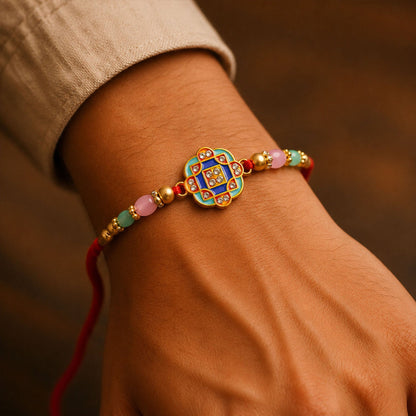 Geometric Square Stone Studded Premium Designer Rakhi for Brother