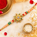 Designer Rakhi for Brother - Floral Star Motif Stone Studded