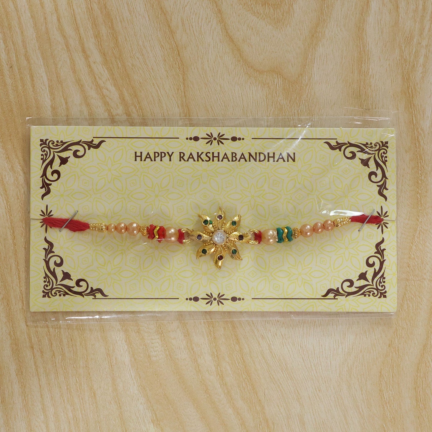 Floral Star Motif Stone Studded Premium Designer Rakhi for Brother