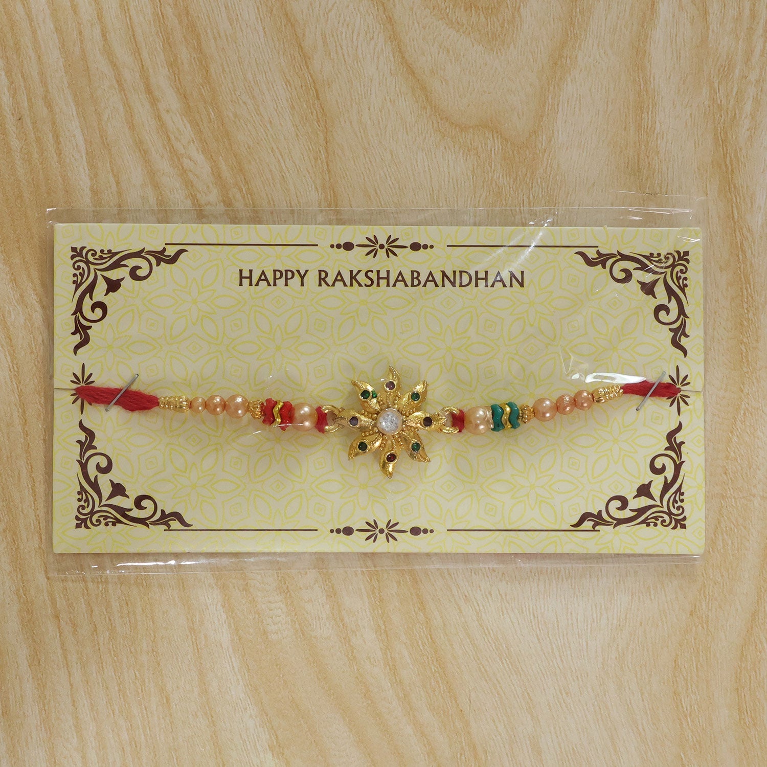Floral Star Motif Stone Studded Premium Designer Rakhi for Brother