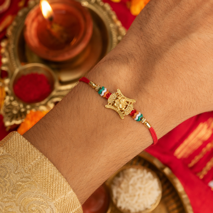Ganesh Motif Traditional Premium Beaded Designer Rakhi for Brother