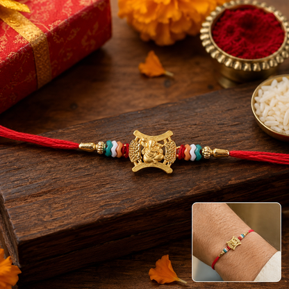 Ganesh Motif Traditional Premium Beaded Designer Rakhi for Brother
