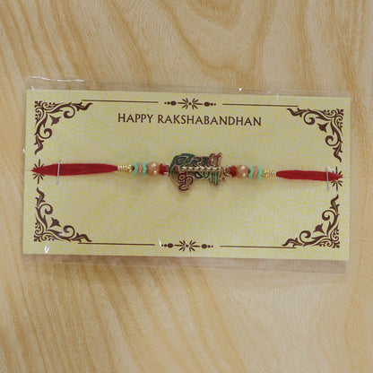 Radha Krishna Text Decorative Premium Beaded Designer Rakhi for Brother