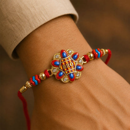 Bro Text Floral Stone Studded Premium Designer Rakhi for Brother