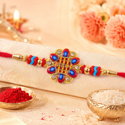 Bro Text Floral Stone Studded Premium Designer Rakhi for Brother