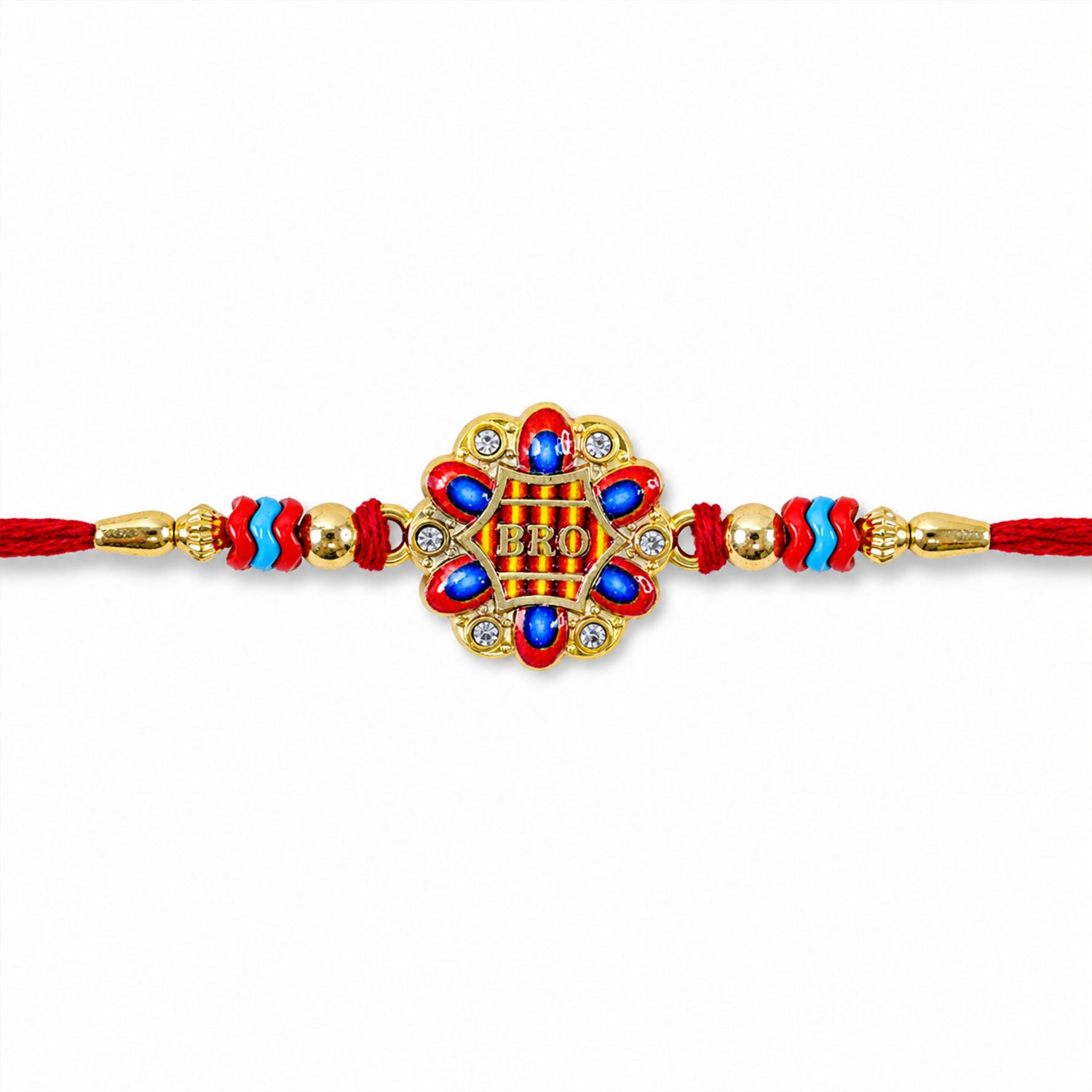Bro Text Floral Stone Studded Premium Designer Rakhi for Brother