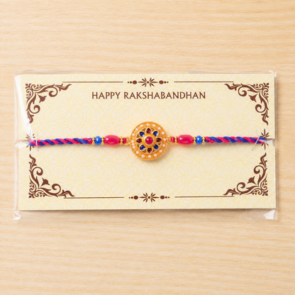 Round Floral Stone Studded Premium Designer Rakhi for Brother