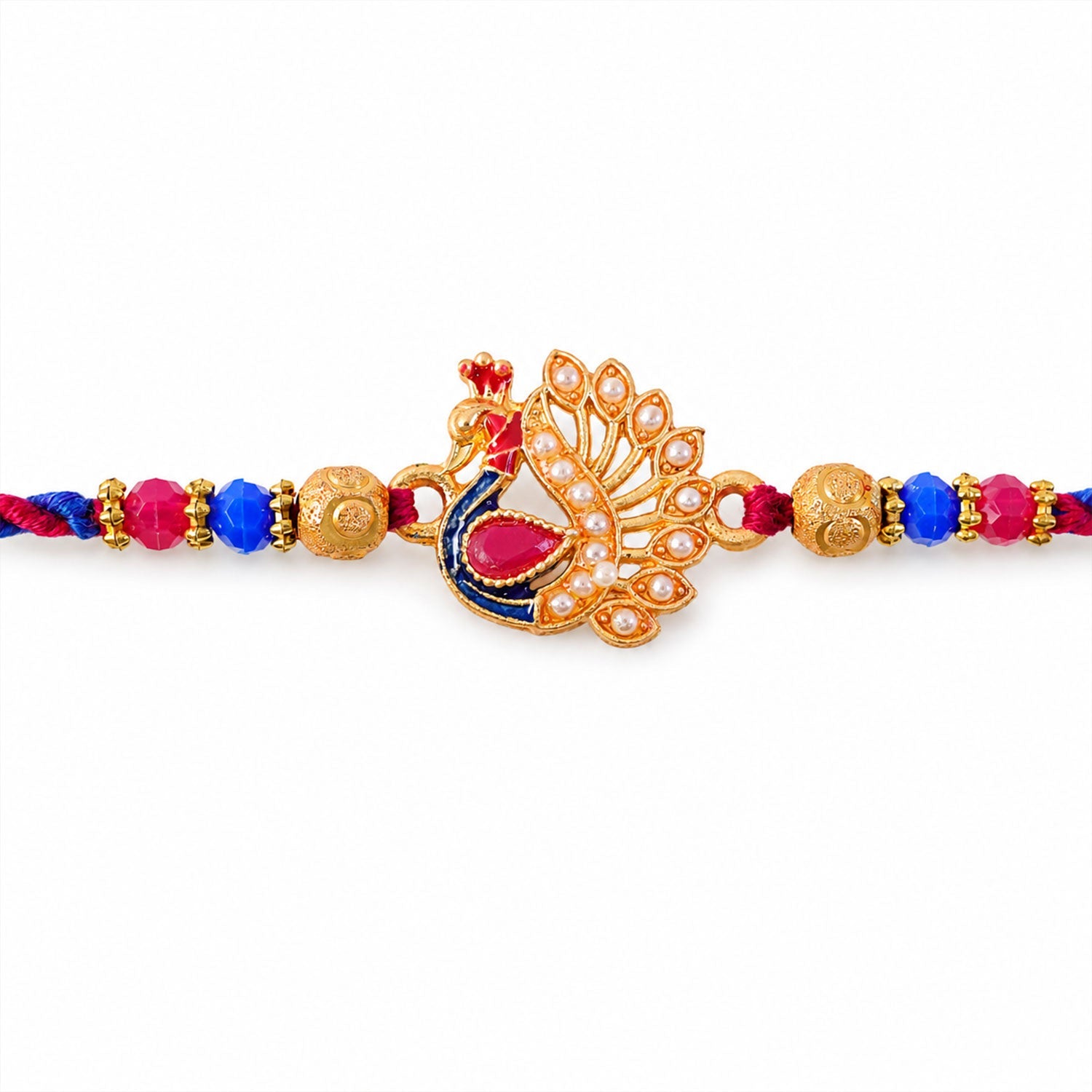Peacock Paisley Stone Studded Premium Designer Rakhi for Brother